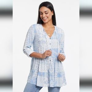NWT Tribal Jeans Riviera Handkerchief Peplum Style Tunic Blouse